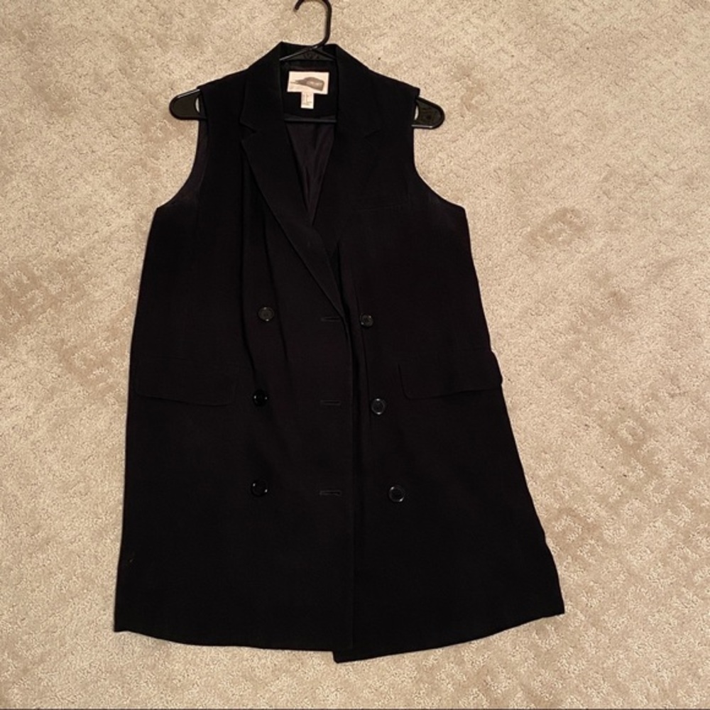 forever 21 black longline blazer vest - small